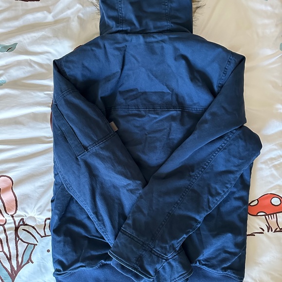 Hollister - Men’s Winter Hooded Parka Faux Fur - Navy Blue - Like New - Large - Picture 5 of 8